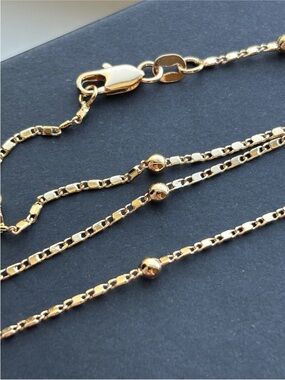 Rose Gold Plated Station Necklace Bead Chain Dainty Minimalist Layering Elegant